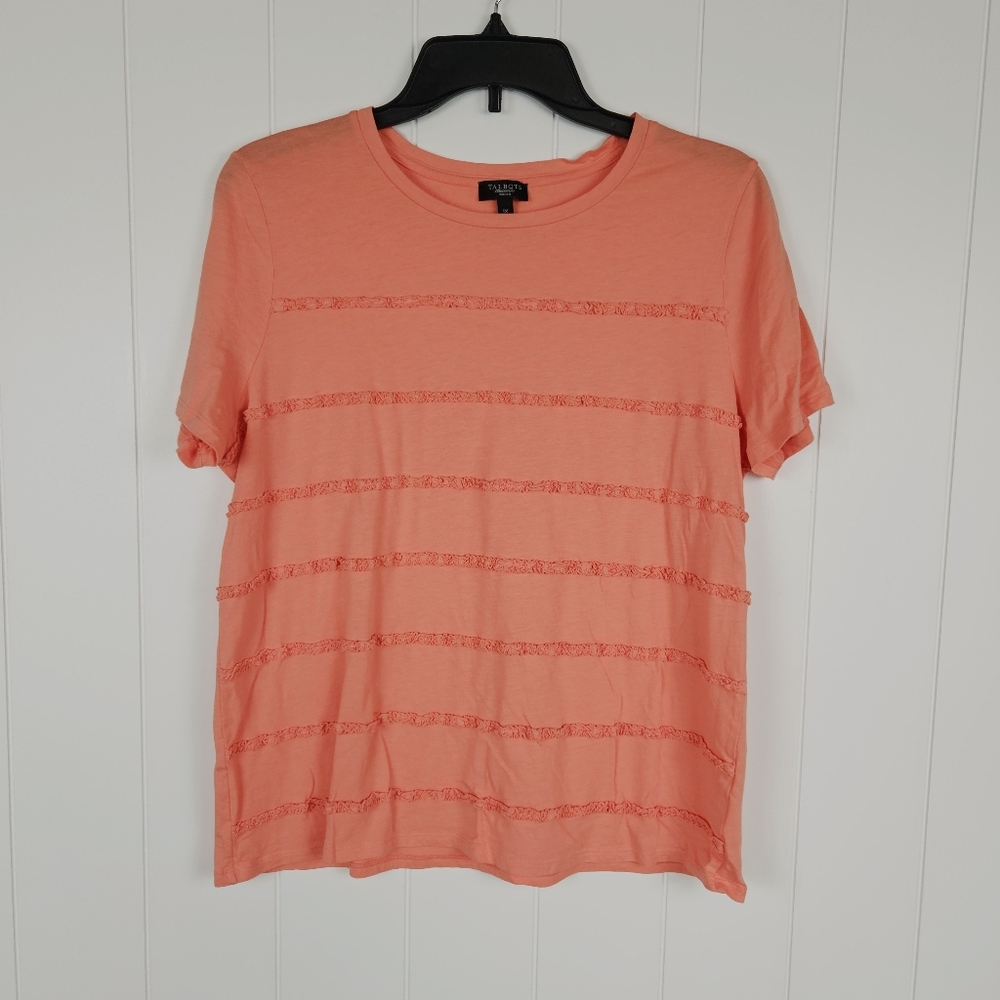 Talbots Orange Short Sleeve Shirt Textured Womens Vacation Office Lightweight 1x